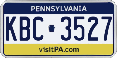 PA license plate KBC3527