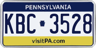 PA license plate KBC3528