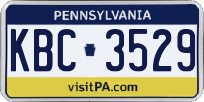 PA license plate KBC3529