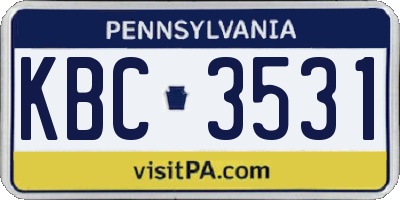 PA license plate KBC3531