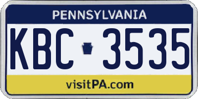 PA license plate KBC3535