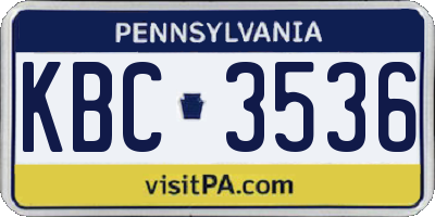 PA license plate KBC3536
