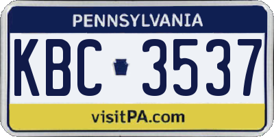 PA license plate KBC3537
