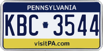 PA license plate KBC3544
