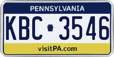 PA license plate KBC3546