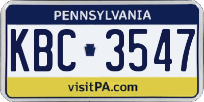 PA license plate KBC3547