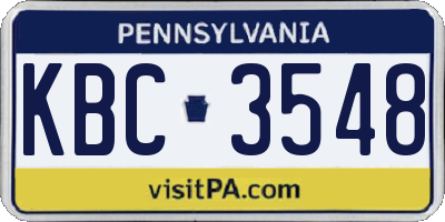 PA license plate KBC3548