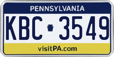 PA license plate KBC3549