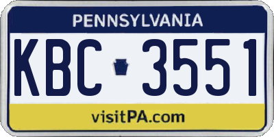 PA license plate KBC3551
