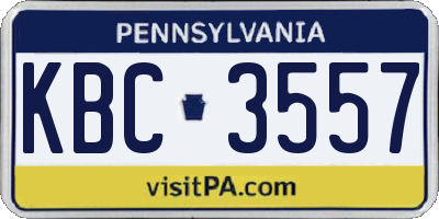 PA license plate KBC3557