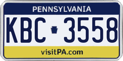 PA license plate KBC3558
