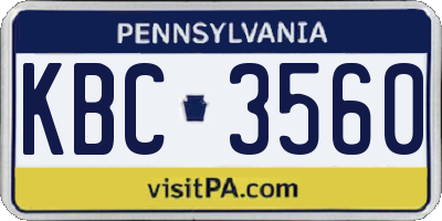 PA license plate KBC3560