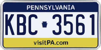 PA license plate KBC3561