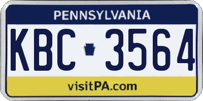PA license plate KBC3564