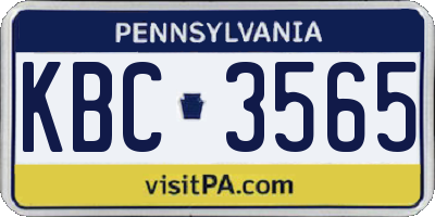 PA license plate KBC3565