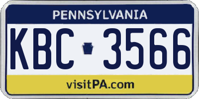 PA license plate KBC3566
