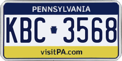 PA license plate KBC3568