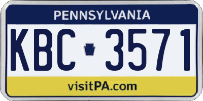 PA license plate KBC3571