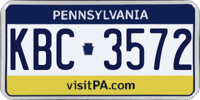 PA license plate KBC3572