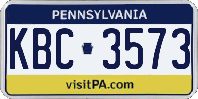 PA license plate KBC3573