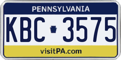 PA license plate KBC3575