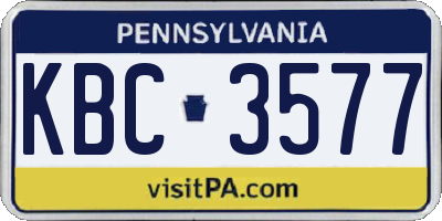 PA license plate KBC3577