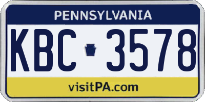 PA license plate KBC3578