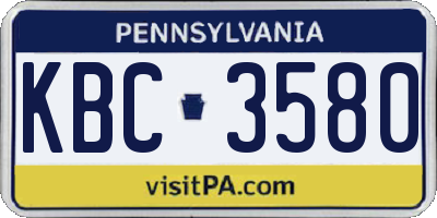 PA license plate KBC3580