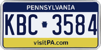 PA license plate KBC3584