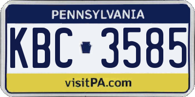 PA license plate KBC3585