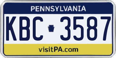 PA license plate KBC3587