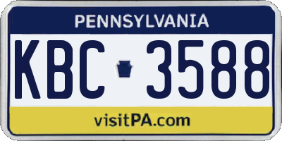 PA license plate KBC3588