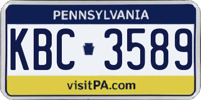 PA license plate KBC3589