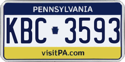 PA license plate KBC3593