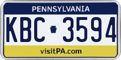 PA license plate KBC3594