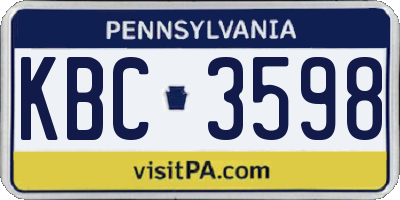 PA license plate KBC3598