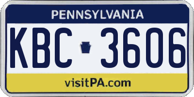 PA license plate KBC3606