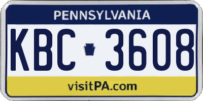 PA license plate KBC3608