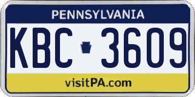 PA license plate KBC3609