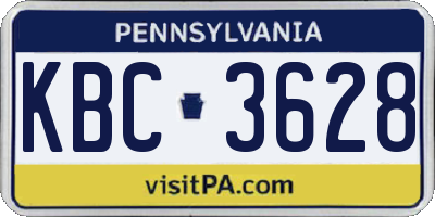 PA license plate KBC3628