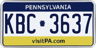PA license plate KBC3637
