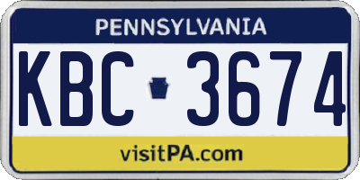 PA license plate KBC3674