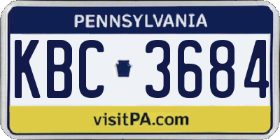 PA license plate KBC3684