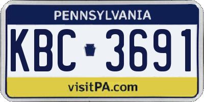 PA license plate KBC3691