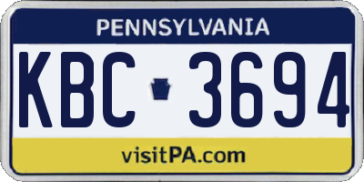 PA license plate KBC3694
