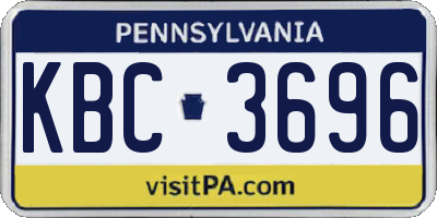 PA license plate KBC3696