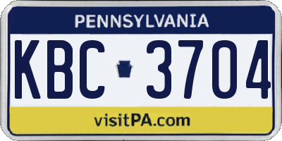 PA license plate KBC3704