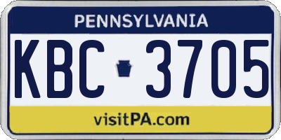 PA license plate KBC3705