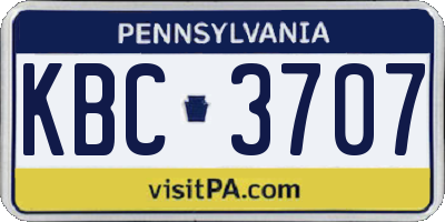 PA license plate KBC3707