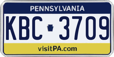 PA license plate KBC3709